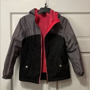 ZeroXposur Black and Gray Girls Coat with Pink Interior